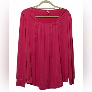 Funlingo Magenta Fuchsia Pleated Square Neck Tunic
